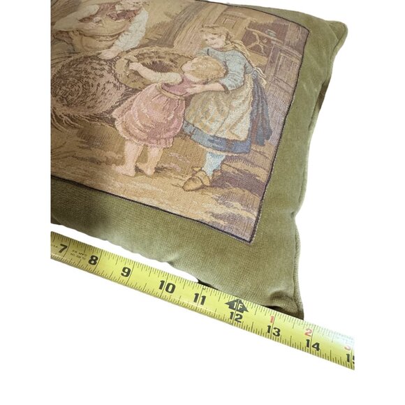 Vintage French Country Tapestry Throw Pillows Set of 3 Country Life Handmade - Picture 13 of 16